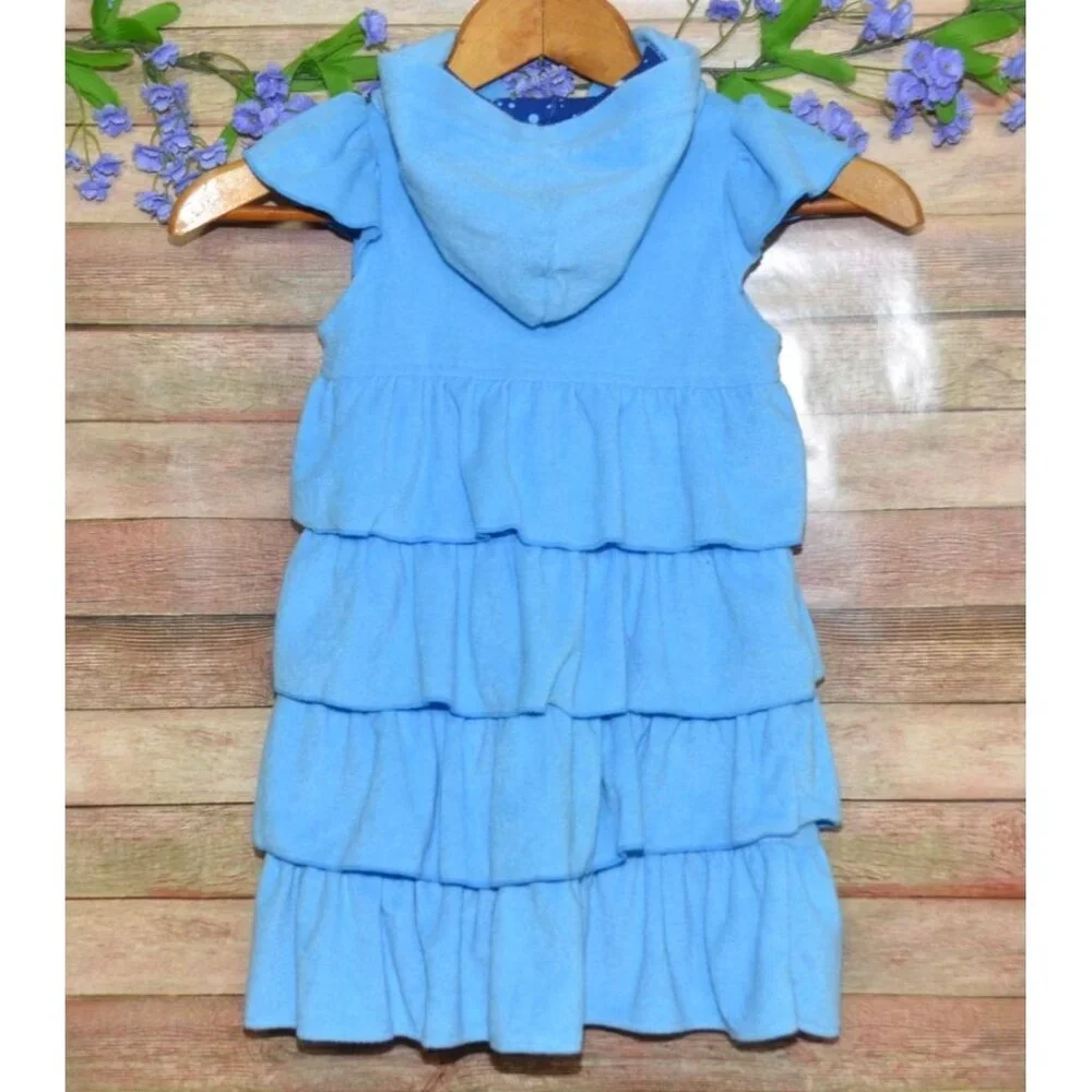 Disney Store Princess Cinderella Girls 5/6 Ruffle & Bow Swimsuit Hooded Cover Up